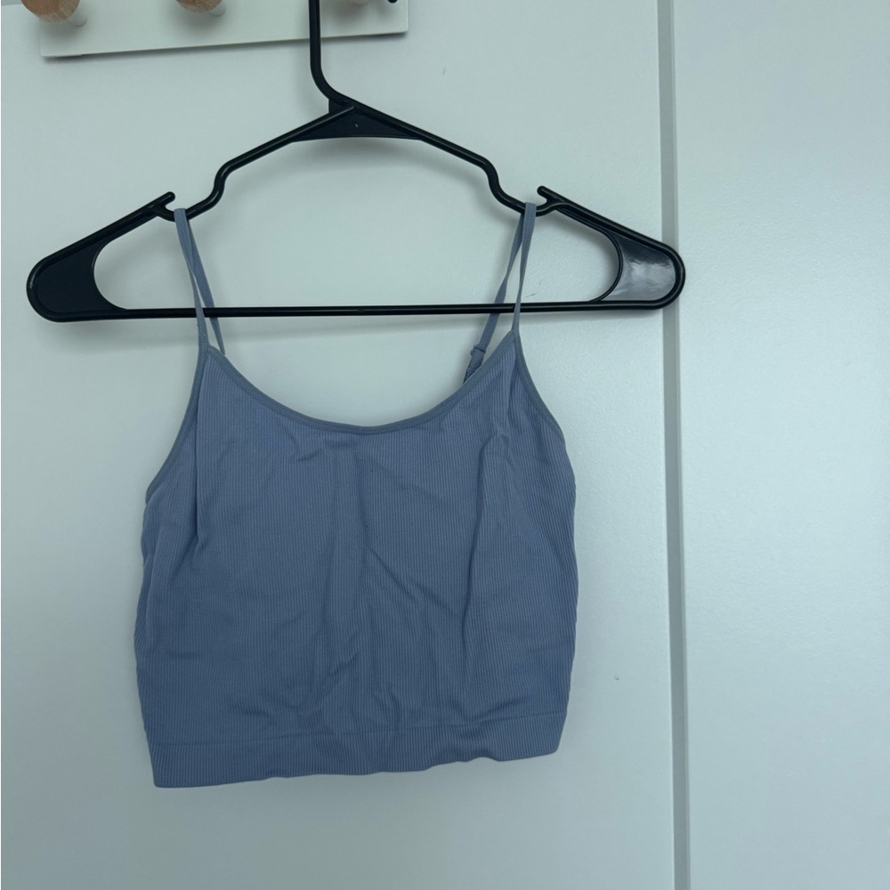 Light Blue Ribbed Crop Top